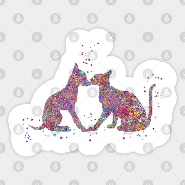 Cat and dog kissing Sticker by RosaliArt